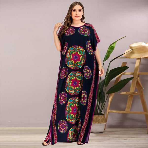 Ethnic Colored Print Long Summer Women Dress Plus Size O Neck Short Sleeve Side Split Loose Casual Clothes, Black;gray
Ethnic Colored Print Long Summer Women Dress Plus Size O Neck Short Sleeve Side Split Loose Casual Clothes, Black;gray