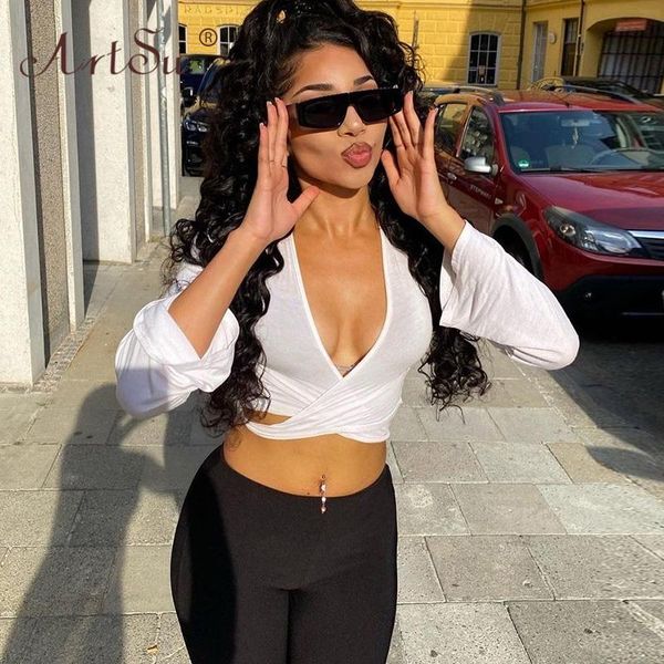 women's t-shirt women long sleeve solid autumn tee shirt v-neck wrap bandage crop clubwear female white tshirts
women's t-shirt women long sleeve solid autumn tee shirt v-neck wrap bandage crop clubwear female white tshirts