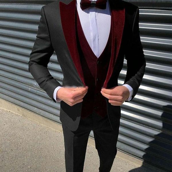 men's suits & blazers slim fit casual men with black pants 3 piece burgundy velvet wedding tuxedo tailor made groom male fashion jacket, White;black
men's suits & blazers slim fit casual men with black pants 3 piece burgundy velvet wedding tuxedo tailor made groom male fashion jacket, White;black