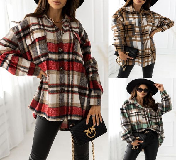 women's wool & blends plaid jacket women overshirt 2021 autumn vintage checkered woman female long sleeve winter coat shirt for, Black
women's wool & blends plaid jacket women overshirt 2021 autumn vintage checkered woman female long sleeve winter coat shirt for, Black