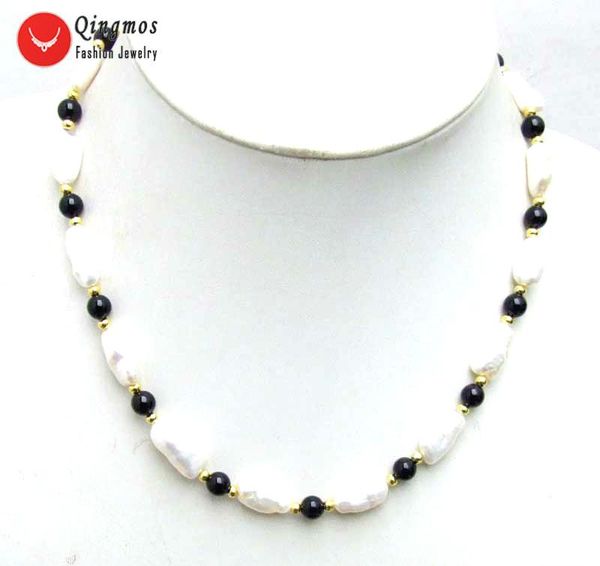 chokers qingmos natural white pearl necklace for women with 5*12mm baroque 6mm black agates 17" jewelry colar 613, Golden;silver
chokers qingmos natural white pearl necklace for women with 5*12mm baroque 6mm black agates 17" jewelry colar 613, Golden;silver