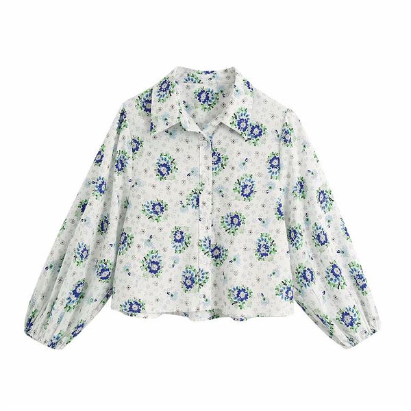 women's blouses & shirts summer women fashion floral print za short shirts chic lady long puff sleeve trun-down collar single brea, White
women's blouses & shirts summer women fashion floral print za short shirts chic lady long puff sleeve trun-down collar single brea, White