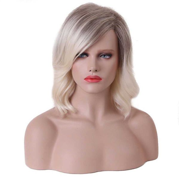 14inch lace women's curly dyed wig side long bangs mixed with golden short hair partial split bobo, Black
14inch lace women's curly dyed wig side long bangs mixed with golden short hair partial split bobo, Black