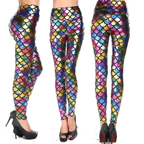 women's leggings the european style fish scales high waist colorful imitation leather women slim leggins for spring summer, Black
women's leggings the european style fish scales high waist colorful imitation leather women slim leggins for spring summer, Black