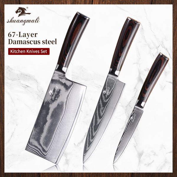 3pcs kitchen knife set 67ayers v10 damascus kitchen chef knife chinese ceaver vegetabe fruit chef knives set with wood hande
3pcs kitchen knife set 67ayers v10 damascus kitchen chef knife chinese ceaver vegetabe fruit chef knives set with wood hande