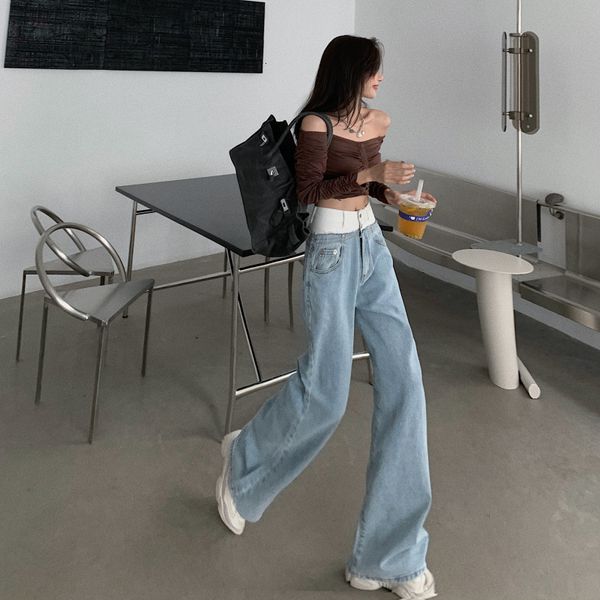 women's jeans jeans new autumn 2021 high waist loose and thin wide leg pants light color straight, Blue
women's jeans jeans new autumn 2021 high waist loose and thin wide leg pants light color straight, Blue