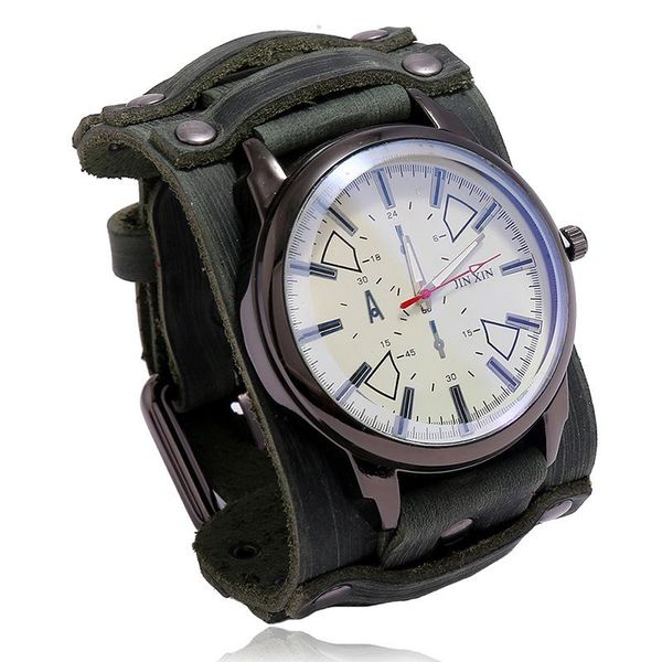wristwatches sport watches mens retro leather men's bracelet personality punk style quartz military watch for men relojes hombre, Slivery;brown 
wristwatches sport watches mens retro leather men's bracelet personality punk style quartz military watch for men relojes hombre, Slivery;brown