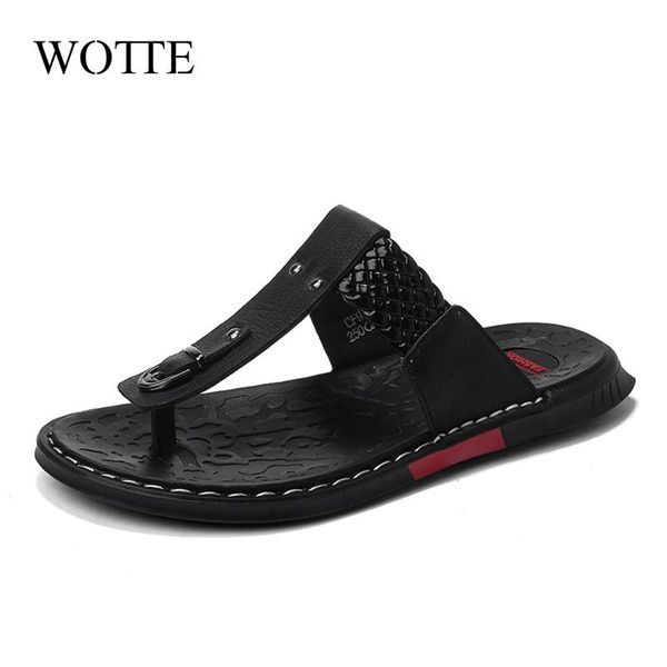slippers wotte men sandals 2021 summer cow leather fashion classics casual sflip flops non-slip shoes chanclas hombre, Black
slippers wotte men sandals 2021 summer cow leather fashion classics casual sflip flops non-slip shoes chanclas hombre, Black