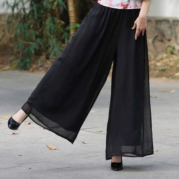 New style leisure wide leg Chiffon trouser skirt women's Fairy Yoga tea dance pants, Gray
New style leisure wide leg Chiffon trouser skirt women's Fairy Yoga tea dance pants, Gray