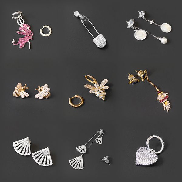 s925 sterling silver circular hoop asymmetric devil bee sector rocket earring single pin heart ear stud personality fashion luxury jewelry m, Golden;silver
s925 sterling silver circular hoop asymmetric devil bee sector rocket earring single pin heart ear stud personality fashion luxury jewelry m, Golden;silver