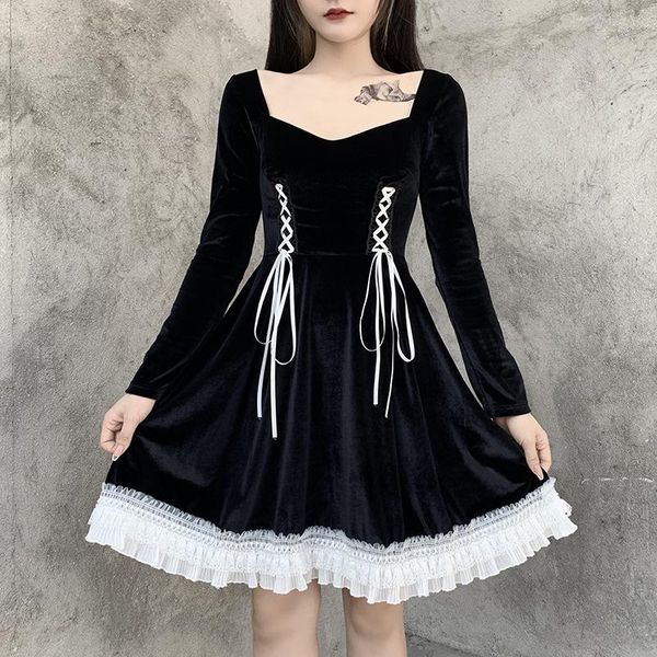spring/autumn renaissance european girl gothic dark angel lace dress street punk vintage elegant bowknot woman slim casual dresses, Black;gray
spring/autumn renaissance european girl gothic dark angel lace dress street punk vintage elegant bowknot woman slim casual dresses, Black;gray