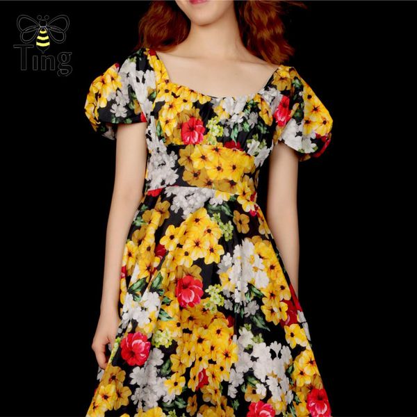 designer flower sunflower print a line dress vintage elegant summer casual street chic midi vestidos frocks women 210513, Black;gray
designer flower sunflower print a line dress vintage elegant summer casual street chic midi vestidos frocks women 210513, Black;gray