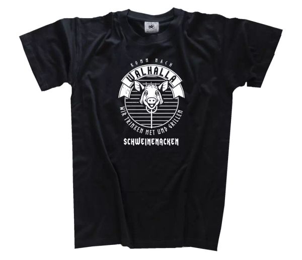 come to walhalla - we drink mead and bbq pork neck odin t-shirt s-3xl, White;black 
come to walhalla - we drink mead and bbq pork neck odin t-shirt s-3xl, White;black