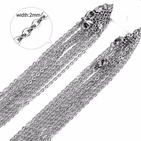50pcs stainless steel rolo cable 2mm width for men women round box tag diy chain necklace gold/steel tone, Silver
50pcs stainless steel rolo cable 2mm width for men women round box tag diy chain necklace gold/steel tone, Silver