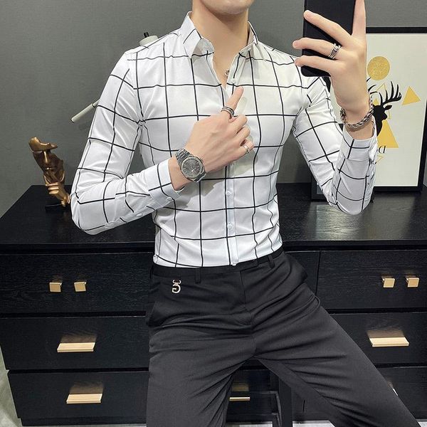 men's casual shirts oimg long-sleeved plaid shirt korean style trendy temperament slim checkered, White;black
men's casual shirts oimg long-sleeved plaid shirt korean style trendy temperament slim checkered, White;black