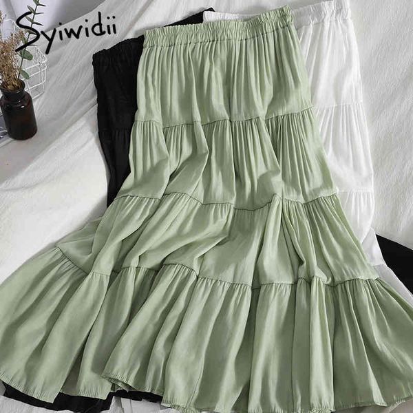 syiwidii green elastic high waist skirts women ruffles spliced a-line white black korean mid-calf clothing summer fashion 210417
syiwidii green elastic high waist skirts women ruffles spliced a-line white black korean mid-calf clothing summer fashion 210417