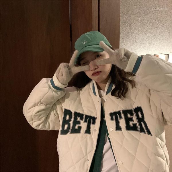 korean retro contrast letters embroidery thickened baseball jacket women's cotton padded winter 2021 down & parkas, Black
korean retro contrast letters embroidery thickened baseball jacket women's cotton padded winter 2021 down & parkas, Black