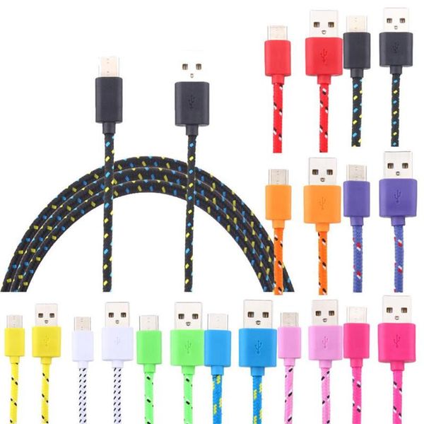 type c charging cables nylon braided 3 6 9ft colorful charger cord for iphone huawei samsung xiaomi
