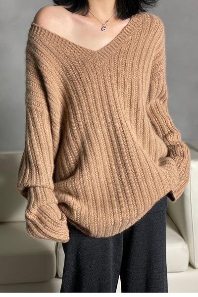 women's sweaters cashmere sweater v-neck knitted pullover long-sleeved thickened oversized loose plus size women, White;black
women's sweaters cashmere sweater v-neck knitted pullover long-sleeved thickened oversized loose plus size women, White;black
