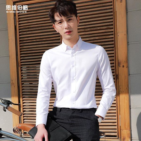 spring white shirt long sleeve slim korean fashion handsome young student men's casual shirts, White;black
spring white shirt long sleeve slim korean fashion handsome young student men's casual shirts, White;black