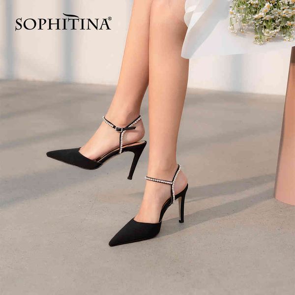 sophitina style pumps shoes women heels genuine leather basic thin shallow dress summer pointed toe ankle strap shoes fo42 210513, Black
sophitina style pumps shoes women heels genuine leather basic thin shallow dress summer pointed toe ankle strap shoes fo42 210513, Black