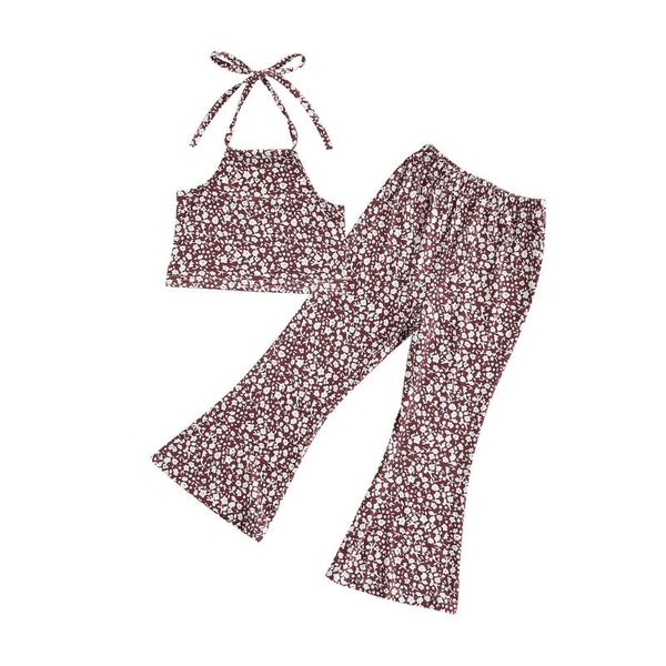 clothing sets 2pcs toddler kid girl summer outfits set sleeveless floral print halter crop + flare pants 2-6years, White
clothing sets 2pcs toddler kid girl summer outfits set sleeveless floral print halter crop + flare pants 2-6years, White