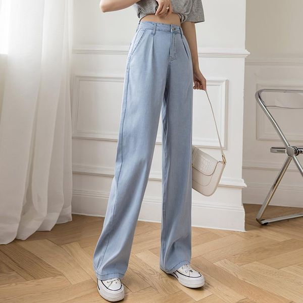 women's jeans women casual high waist loose thin pants 2021 summer wide leg ice silk straight trousers female long denim, Blue
women's jeans women casual high waist loose thin pants 2021 summer wide leg ice silk straight trousers female long denim, Blue