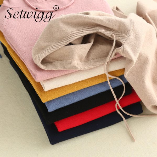 sweaters autumn european cashmere blend hooded pullover knit solid loose knitted cap sweater & knitwear, White;black
sweaters autumn european cashmere blend hooded pullover knit solid loose knitted cap sweater & knitwear, White;black