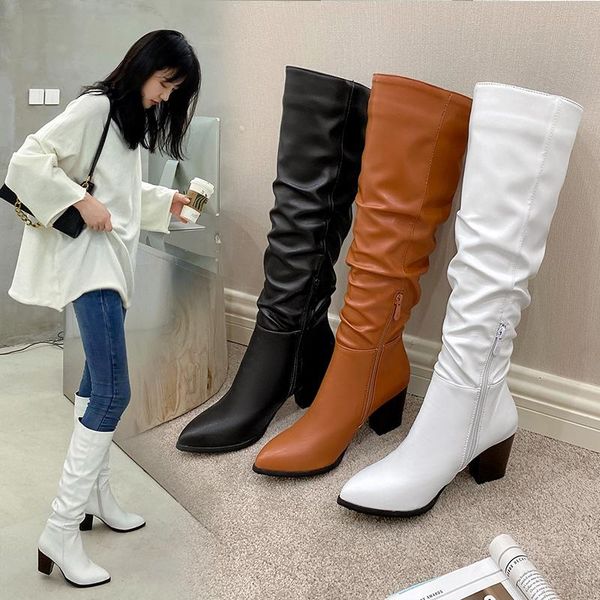boots winter black white slouchy womenchunky heel knee high women pointed toe fold woman thick shoes 2021
boots winter black white slouchy womenchunky heel knee high women pointed toe fold woman thick shoes 2021