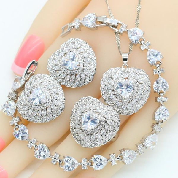 earrings & necklace heart shape white zirconia silver color wedding jewelry sets for women pendant bracelets stud rings gift box
earrings & necklace heart shape white zirconia silver color wedding jewelry sets for women pendant bracelets stud rings gift box