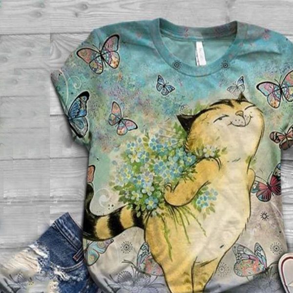 h40 streetwear women vintage cat print t shirt plus size short sleeve 3d animal printed shirts o neck tee, White
h40 streetwear women vintage cat print t shirt plus size short sleeve 3d animal printed shirts o neck tee, White