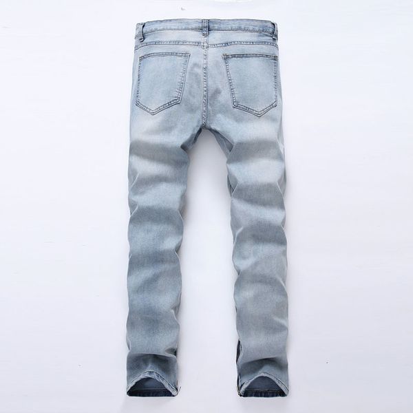 men distressed biker jean casual vintage side zipper ripped denim knee holes hip hop destroyed jeans, Blue
men distressed biker jean casual vintage side zipper ripped denim knee holes hip hop destroyed jeans, Blue