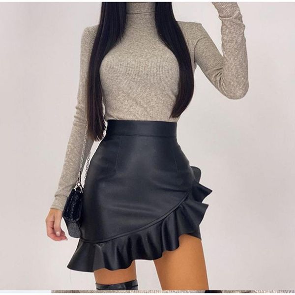 skirts pu faux leather ruffles women's mini skirt high waist zipper patchwork female 2021 autumn skinny streetwear ladies bottom, Black
skirts pu faux leather ruffles women's mini skirt high waist zipper patchwork female 2021 autumn skinny streetwear ladies bottom, Black