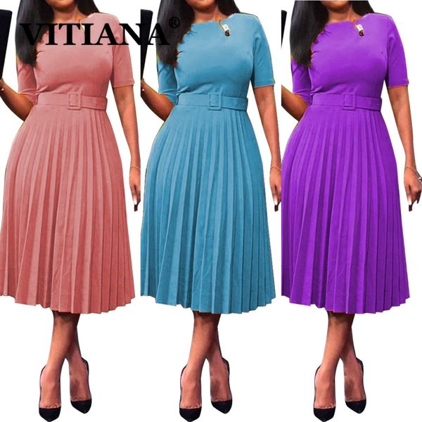 women office lady pleated dress summer female short sleeve o-neck purple midi dresses femme ol vestidos with belt, Black;gray
women office lady pleated dress summer female short sleeve o-neck purple midi dresses femme ol vestidos with belt, Black;gray