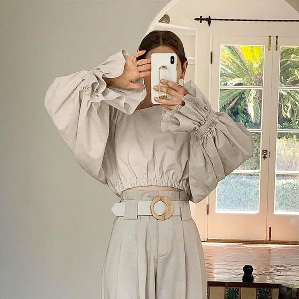 winter fashion trumpet sleeve short shirt women french retro square collar loose solid color outerwear women's blouses & shirts, White
winter fashion trumpet sleeve short shirt women french retro square collar loose solid color outerwear women's blouses & shirts, White