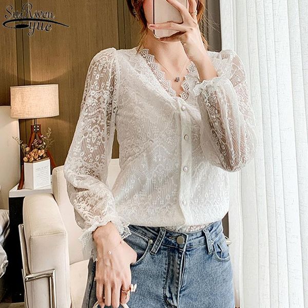 women's blouses & shirts fashion v-neck lace crochet flower elegant white blouse women 2021 autumn vintage long sleeve button blusas 11
women's blouses & shirts fashion v-neck lace crochet flower elegant white blouse women 2021 autumn vintage long sleeve button blusas 11