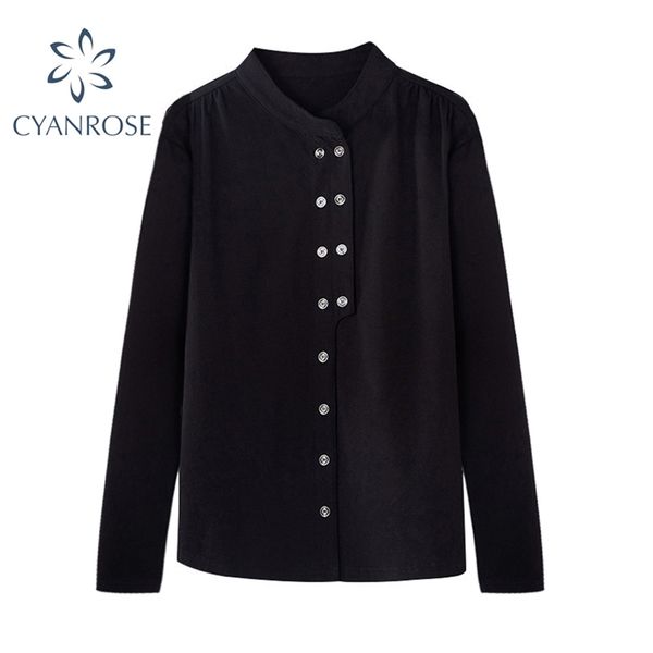 black basic blouses women's summer elegant office ladies long sleeve shirt fashion korean double breasted straight 210430, White
black basic blouses women's summer elegant office ladies long sleeve shirt fashion korean double breasted straight 210430, White