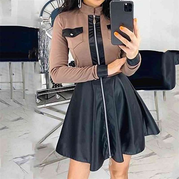 autumn winter full zippers mini dress womens a-line splicing leather dress for women bodycon short vestidos 210508, Black;gray
autumn winter full zippers mini dress womens a-line splicing leather dress for women bodycon short vestidos 210508, Black;gray