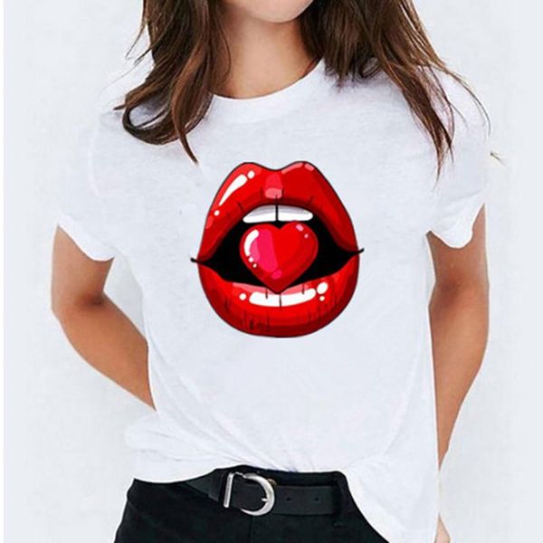 women's t-shirt red heart lip women vogue casual short sleeve tshirts vintage creativity harajuku tee funy female, White
women's t-shirt red heart lip women vogue casual short sleeve tshirts vintage creativity harajuku tee funy female, White