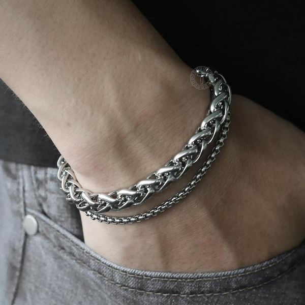 link, chain double chains bracelets for men wheat curb cuban link polished mens bracelet stainless steel jewelry 8mm, Black
link, chain double chains bracelets for men wheat curb cuban link polished mens bracelet stainless steel jewelry 8mm, Black