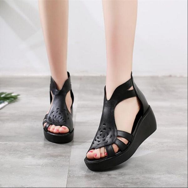 dress shoes summer fashion sandals genuine leather soft outsole comfortable wedges mother handmade, Black
dress shoes summer fashion sandals genuine leather soft outsole comfortable wedges mother handmade, Black