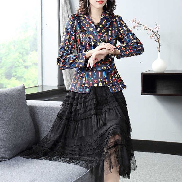 two piece dress ladies skirt women's autumn suits geometric print blazer coat+cascading ruffle meh skirt set khr0, White
two piece dress ladies skirt women's autumn suits geometric print blazer coat+cascading ruffle meh skirt set khr0, White