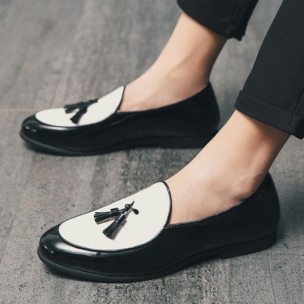 british style men's leather shoes patchwork patent loafers outdoor casual slip-on men dress wedding office, Black
british style men's leather shoes patchwork patent loafers outdoor casual slip-on men dress wedding office, Black
