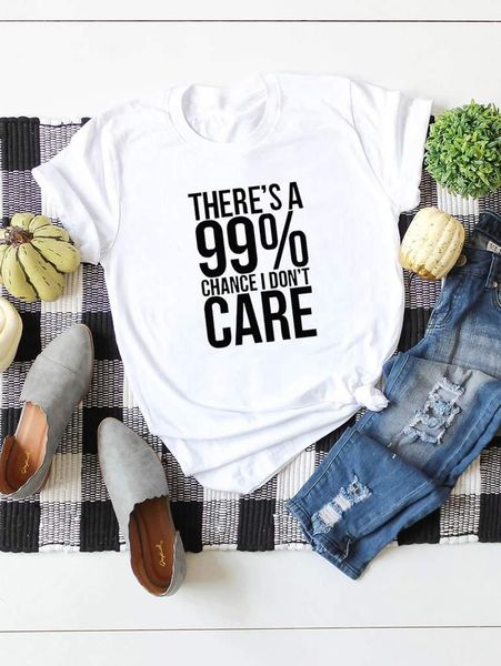 women's t-shirt there's a 99% chance i don't care women slogan summer fashion tumblr quotes shirt short sleeves o neck letter, White
women's t-shirt there's a 99% chance i don't care women slogan summer fashion tumblr quotes shirt short sleeves o neck letter, White