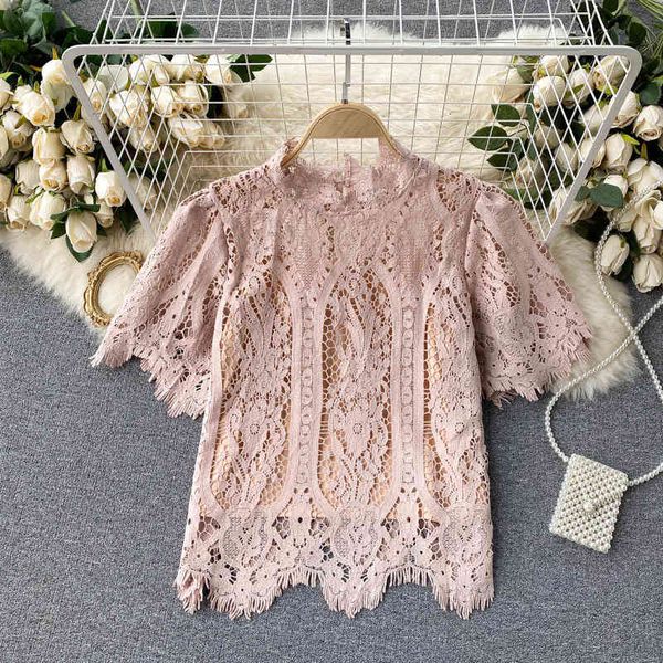 women's jumpsuits & rompers pink lace blouse 2021 fashion summer french style hollow out o-neck short sleeeve sweet girls korean s, Black;white
women's jumpsuits & rompers pink lace blouse 2021 fashion summer french style hollow out o-neck short sleeeve sweet girls korean s, Black;white