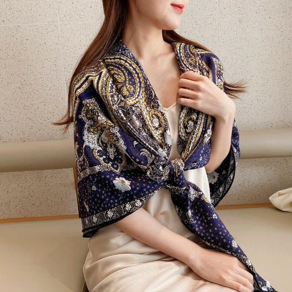 scarves 70% cashmere 30% silk scarf women vintage boho bohemia double-sided paisley shawl winter warm kerchief stole 53"*53", Blue;gray
scarves 70% cashmere 30% silk scarf women vintage boho bohemia double-sided paisley shawl winter warm kerchief stole 53"*53", Blue;gray