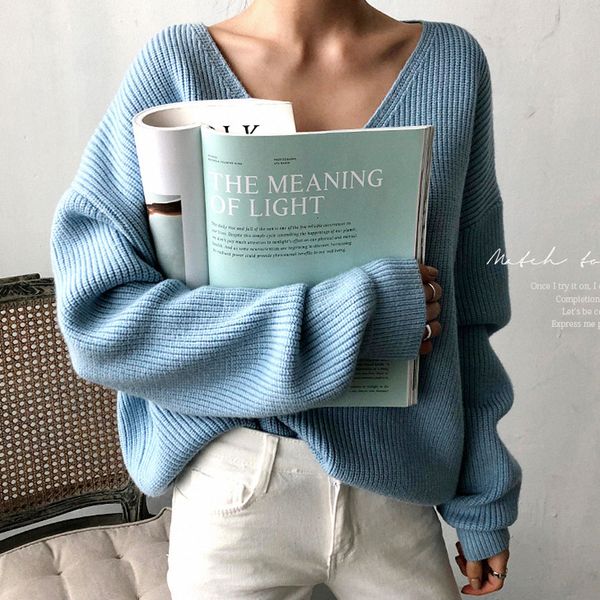 women's sweaters korean-style low-cut shirt with v, ragged chic pullover, soft winter leotard pa9i, White;black
women's sweaters korean-style low-cut shirt with v, ragged chic pullover, soft winter leotard pa9i, White;black