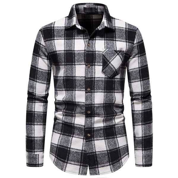 men's casual shirts thick woolen flannel shirt men 2022 winter long sleeve mens dress streetwear plaid male chemise, White;black
men's casual shirts thick woolen flannel shirt men 2022 winter long sleeve mens dress streetwear plaid male chemise, White;black