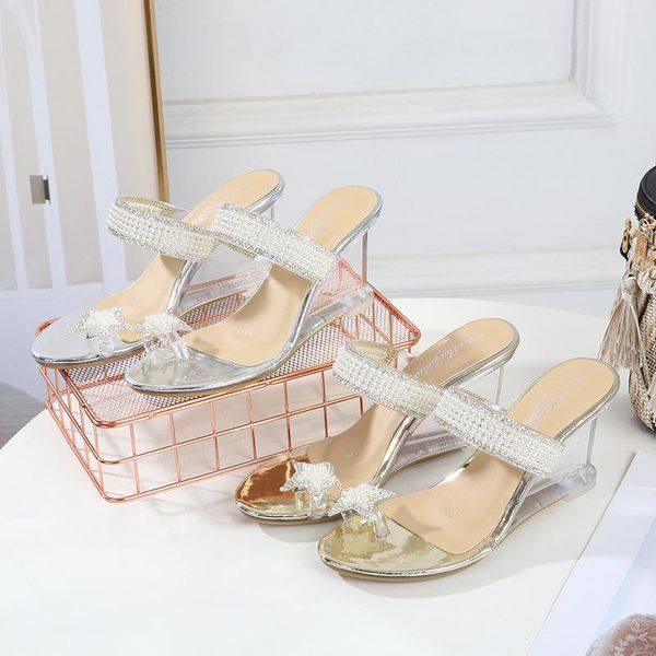 pearl clip toe slope and women's summer crystal transparent high-heeled shoes glass rhinestone heels lfd sandals, Black
pearl clip toe slope and women's summer crystal transparent high-heeled shoes glass rhinestone heels lfd sandals, Black