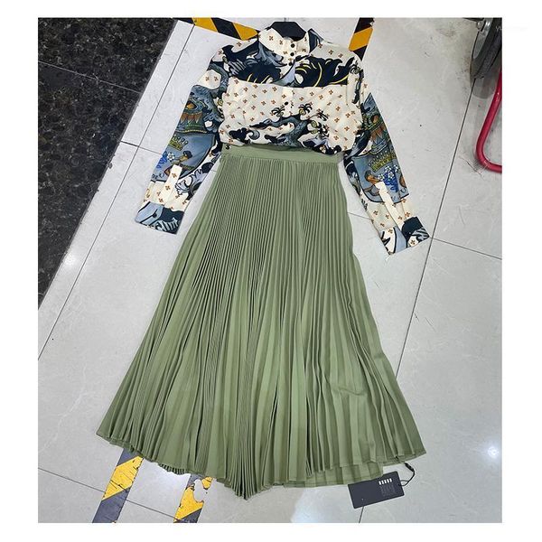 casual dresses green pleated dress women printed long-sleeve spring autumn quality, Black;gray
casual dresses green pleated dress women printed long-sleeve spring autumn quality, Black;gray